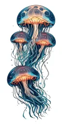 moon Jellyfish swarm tattoo design idea