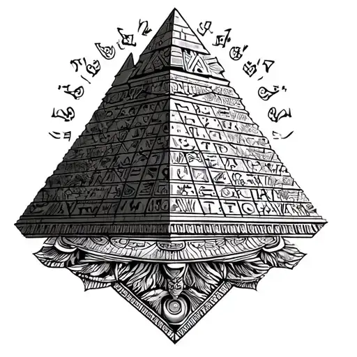 Aztec calendar with pyramid  tattoo design idea