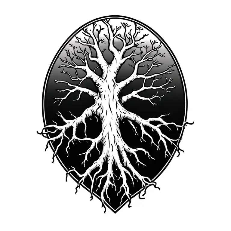 Safari majestic tree roots tattoo design idea