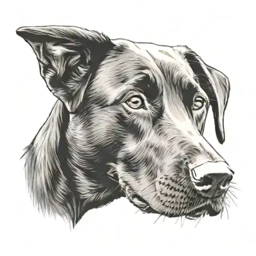 black lab dog portrait tattoo design idea