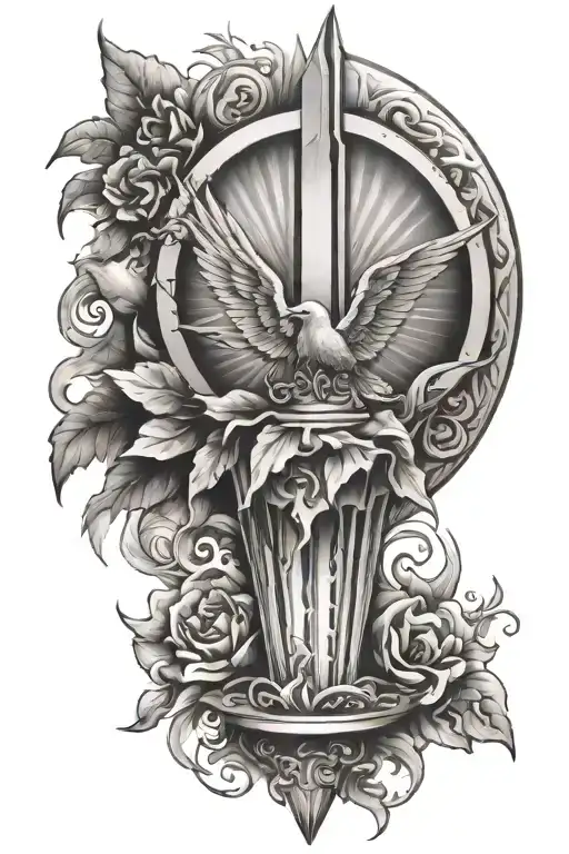 Peace and light rays coming tattoo design idea