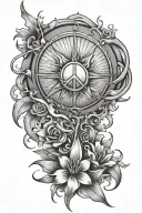 Peace and light rays coming tattoo design idea