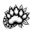 Aramaic writing "mercy" shaped like a flower stem into the aramaic symbol lions paw as the flower head. upper chest,  tattoo design idea