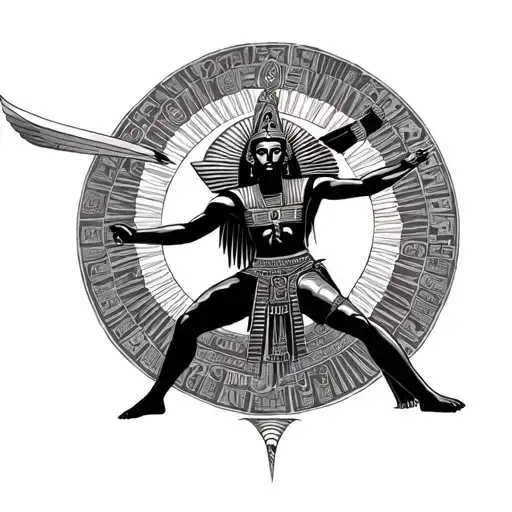 aunbis fighting the sun god ra egyptian god tattoo design idea