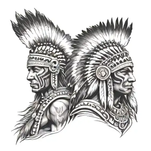 Mohican Indian warriors tattoo design idea