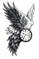 wing, clock forearm tattoo tattoo design idea