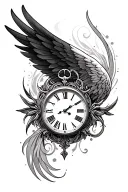 wing, clock forearm tattoo tattoo design idea