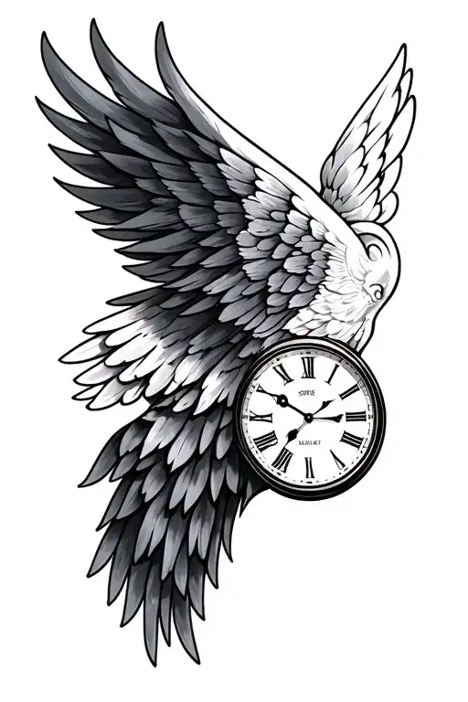 wing, clock forearm tattoo tattoo design idea