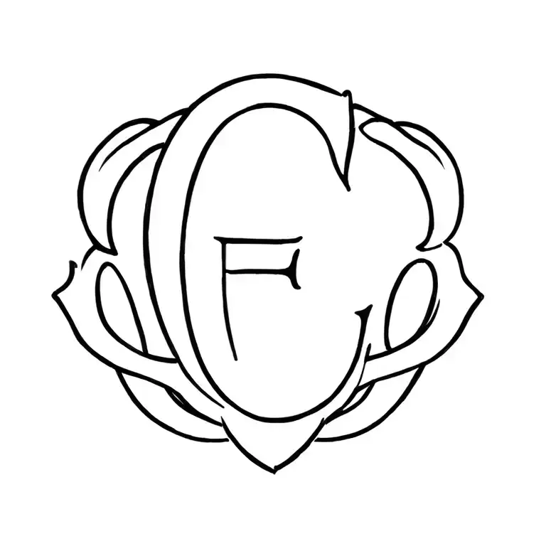 Claddagh sign and letter E incorporated tattoo design idea