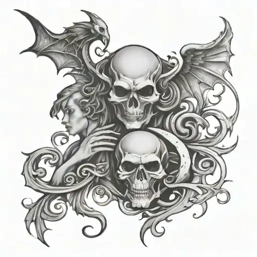 good and evil see tattoo design idea
