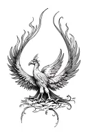 fire Phoenix rising from ashes symbolizing overcoming  tattoo design idea