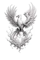 fire Phoenix rising from ashes symbolizing overcoming  tattoo design idea
