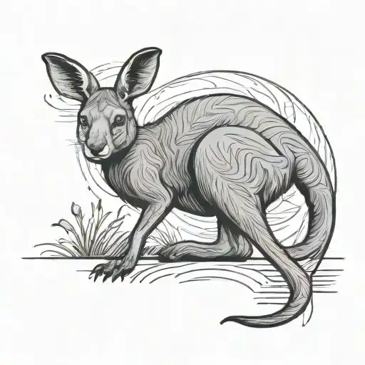 kangaroo outline tattoo design idea