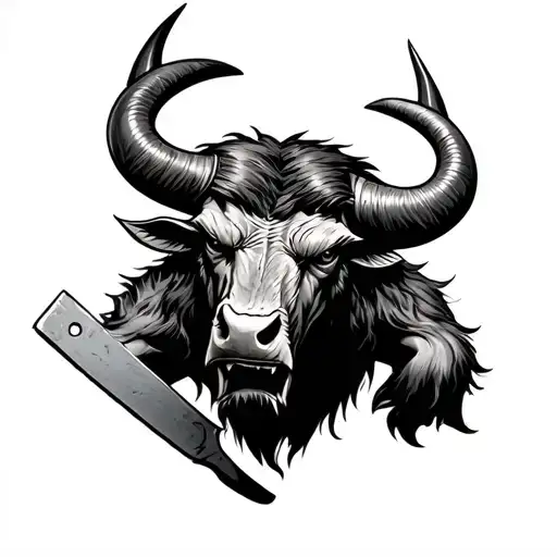 Minotaur with cleaver tattoo design idea