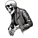simple skeleton with leather jacket outline tattoo design idea