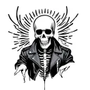 simple skeleton with leather jacket outline tattoo design idea