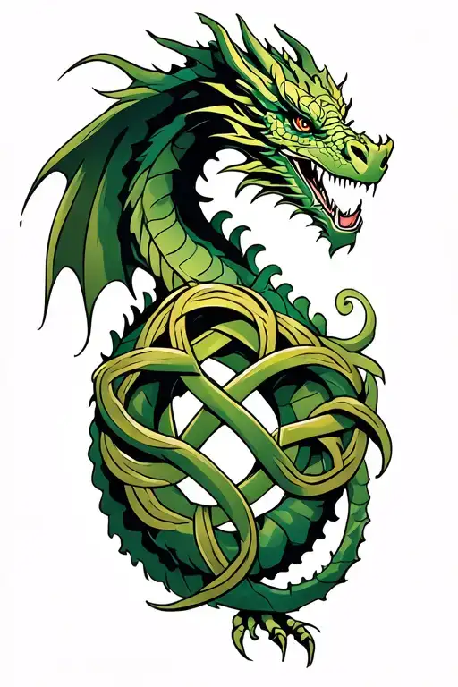 dragon wrapped around celtic knot design incorporating tattoo design idea