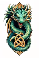 dragon wrapped around celtic knot design incorporating tattoo design idea