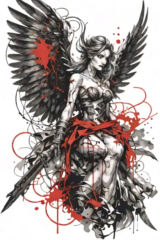 winged valkyrie tattoo design idea