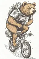 bear riding a bicycling in outer space tattoo design idea