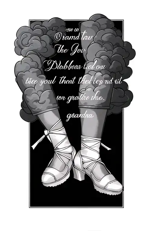 quarter sleeve Grandma memorial with balerina shoes and bible quote with clouds tattoo design idea