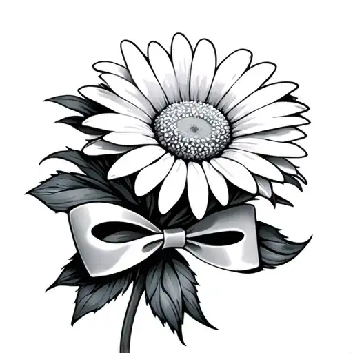 daisy with bowtie tattoo design idea