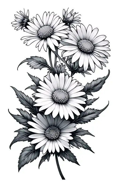 aster flowers tattoo design idea
