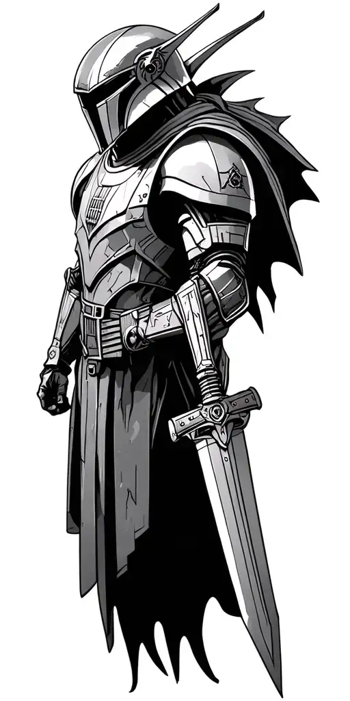 Din Djarin, Razor Crest, Slave 1, Bo-Katan, The Armorer, PAZ Visla, Mythosaur, Mudhorn, Dark Saber, Beskar tattoo design idea