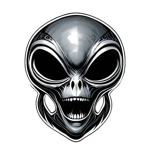 alien face tattoo design idea