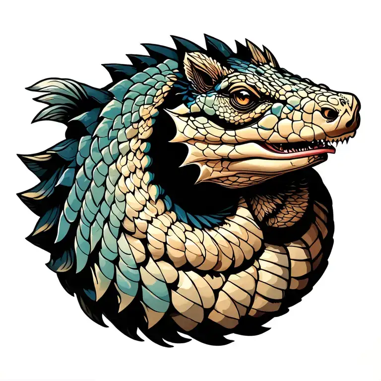 pangolin with a 12 gauge shotguns tattoo design idea