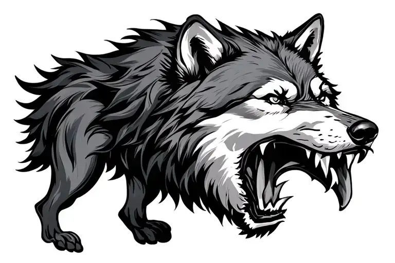 protective Irish Wolf snarling wolf tattoo design idea