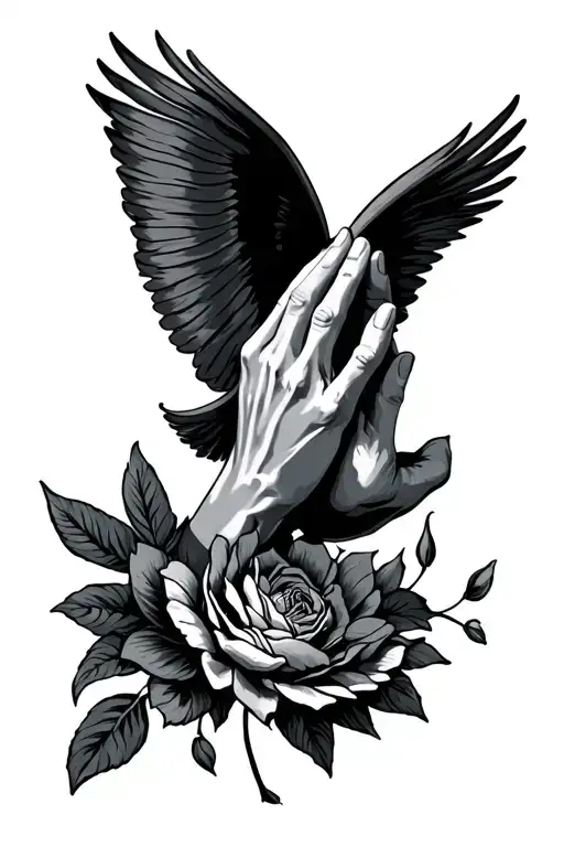 praying hand tattoo design idea