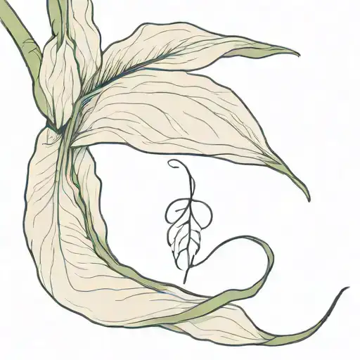 single stem peace lily fine line with initials AKY intertwined tattoo design idea