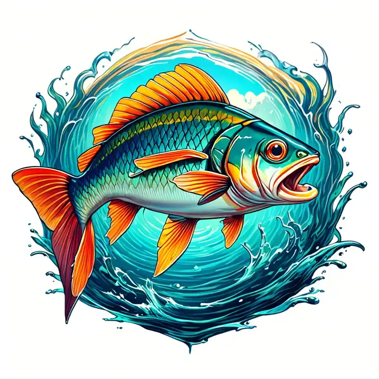 Fishing tattoo design idea
