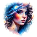 womans face with galaxy inside tattoo design idea