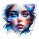 womans face with galaxy inside tattoo design idea