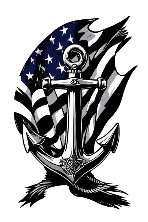 American Flag Navy anchor tattoo design idea