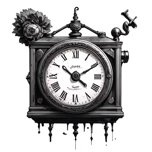 realistic time machine tattoo design idea