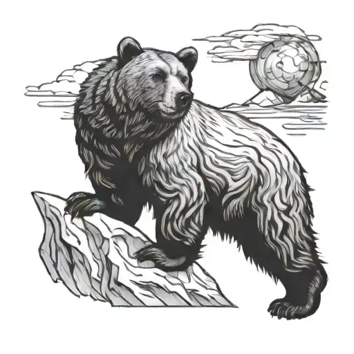 bear climbing iceberg tattoo design idea
