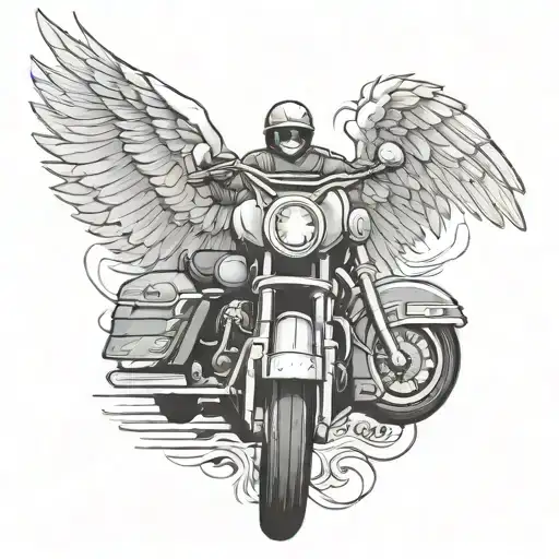 road harley davidson angel wings tattoo design idea