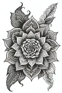 mandala design incorporating elements such as a rose in the center tattoo design idea