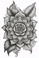mandala design incorporating elements such as a rose in the center tattoo design idea