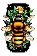 bumble bee pollinating tattoo design idea