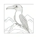 tattoo drawing of a blue-footed booby with chimborazo mountain in the background tattoo design idea