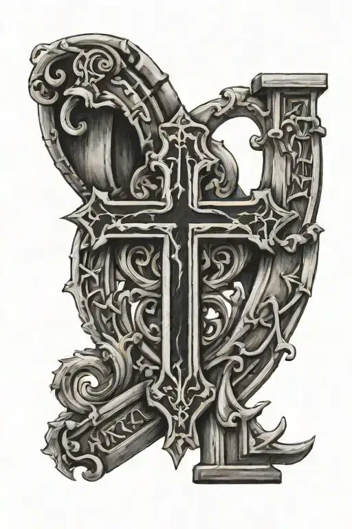 05/22/2004 in Roman numerals with cross tattoo design idea