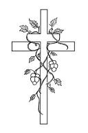 cross with grape vines wrapping   tattoo design idea