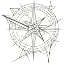 broken arrow crashing into shattered compass tattoo design idea