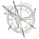 broken arrow crashing into shattered compass tattoo design idea