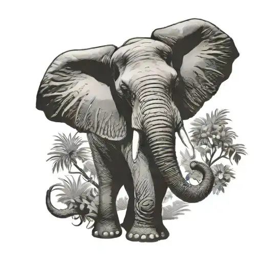 Elephant With Trunk Up tattoo design idea