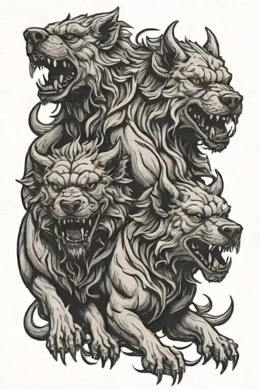 Cerberus with three heads tattoo design idea